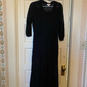 Black peasant dress with crochet details